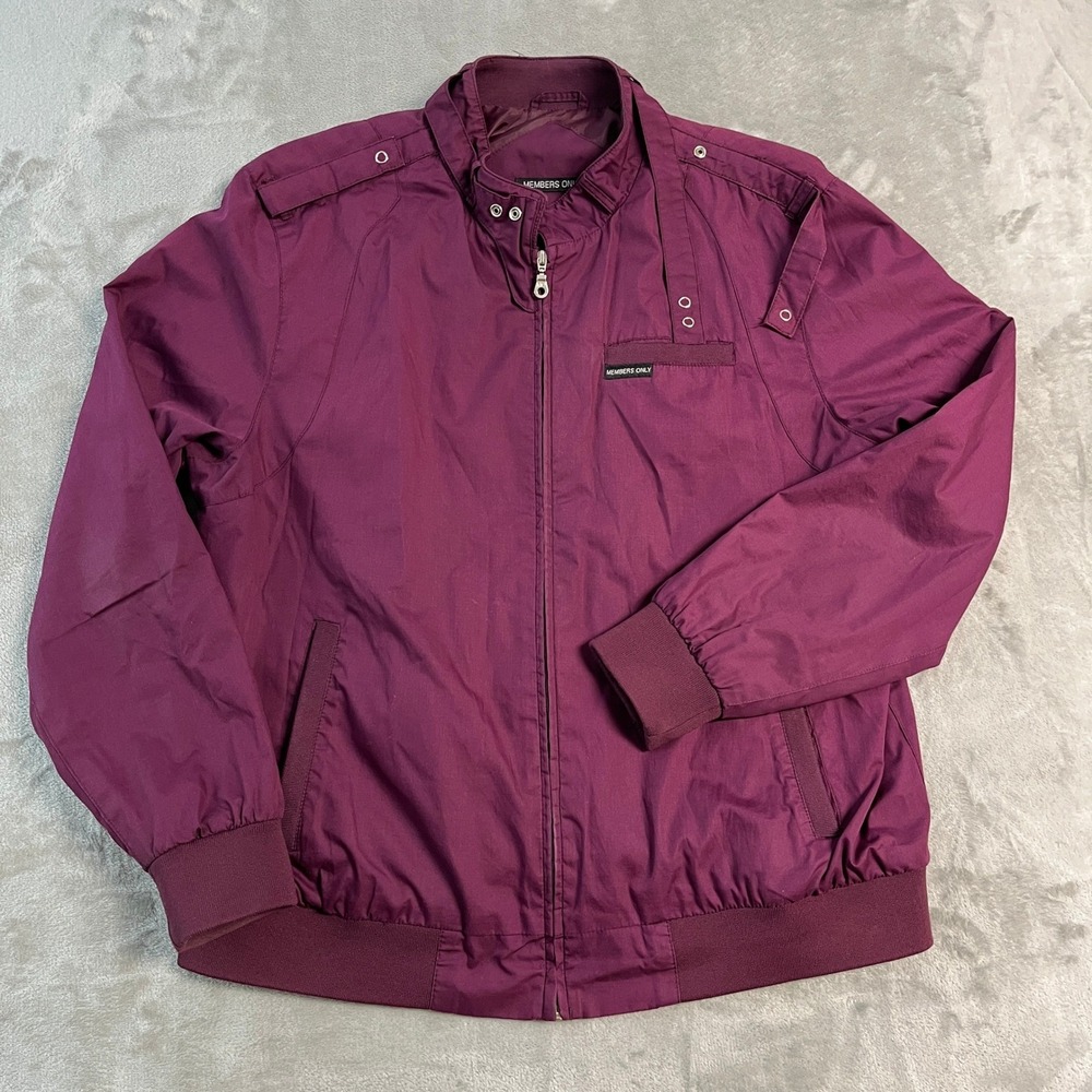 Members Only Iconic Racer Jacket Moto Mens 2XL Burgundy Windbreaker Bomber EUC